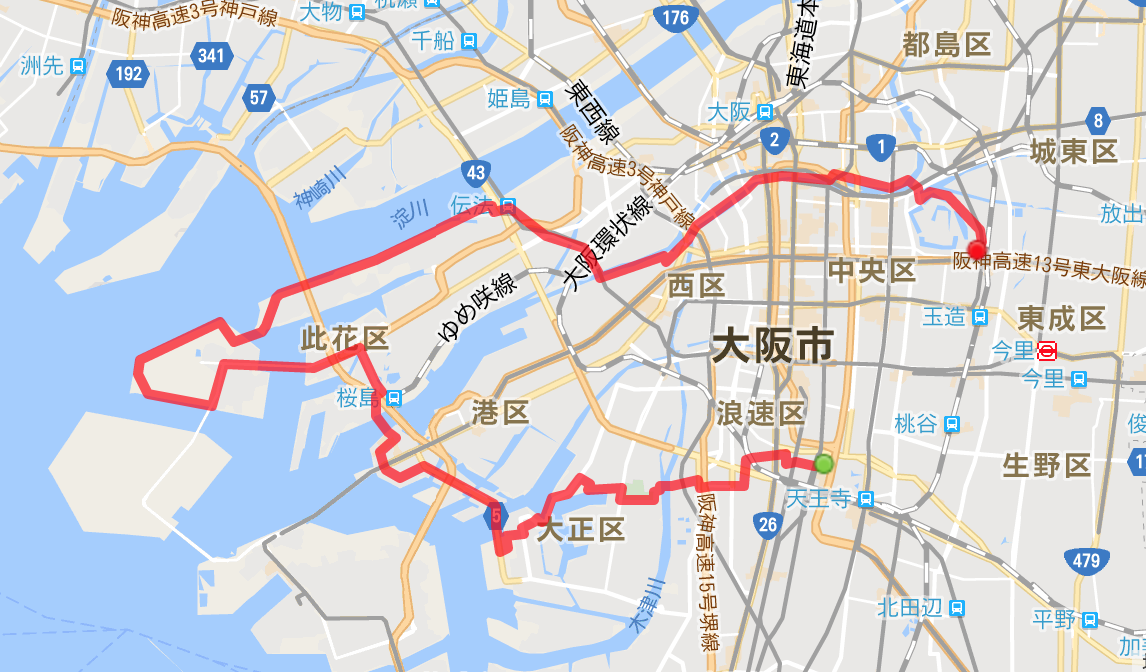 自転車で大阪水辺のサイクリング 渡し船 なみはや大橋 天保山 舞洲 安治川トンネル